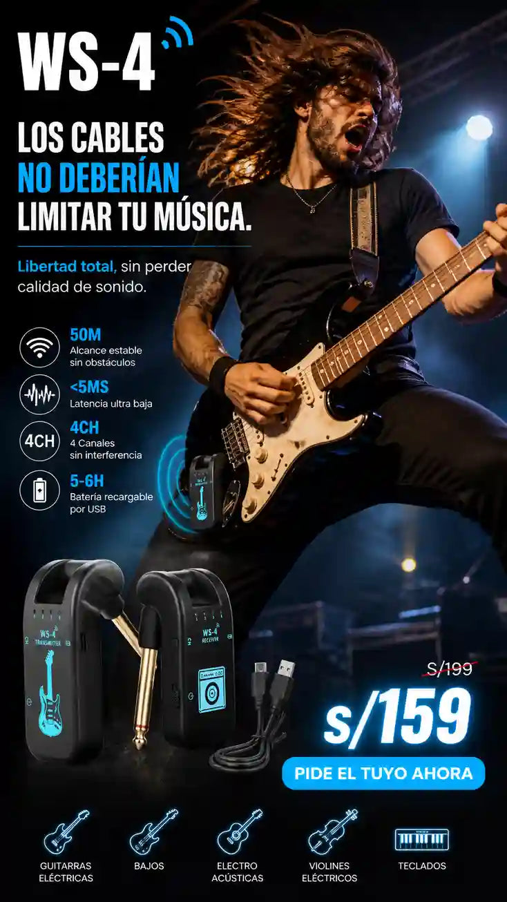 TRANSMISOR Y RECEPTOR INALÁMBRICO PARA GUITARRA
