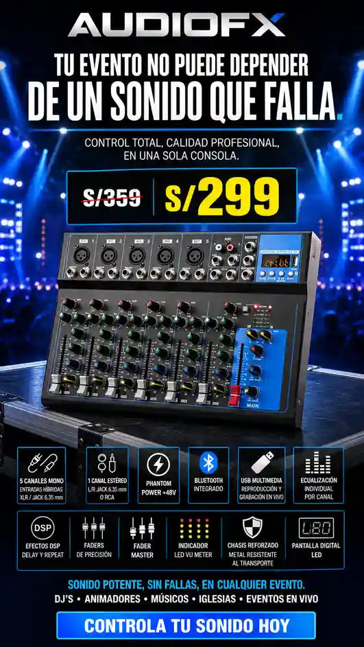 CONSOLA DE SONIDO 7 CANALES PROFESIONAL